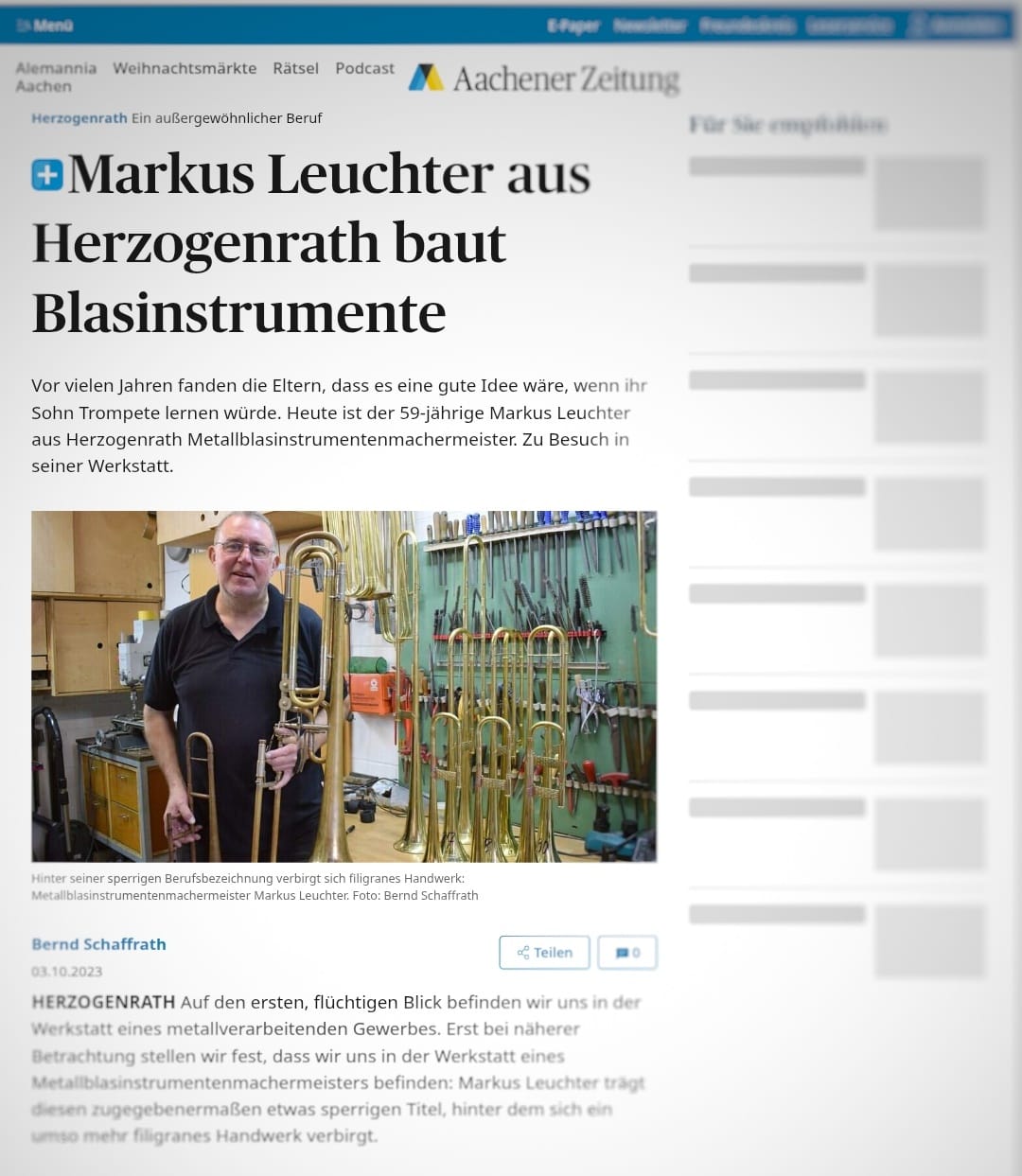 Aachener Zeitung / Markus Leuchter feature